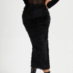 Black fuzzy pencil skirt